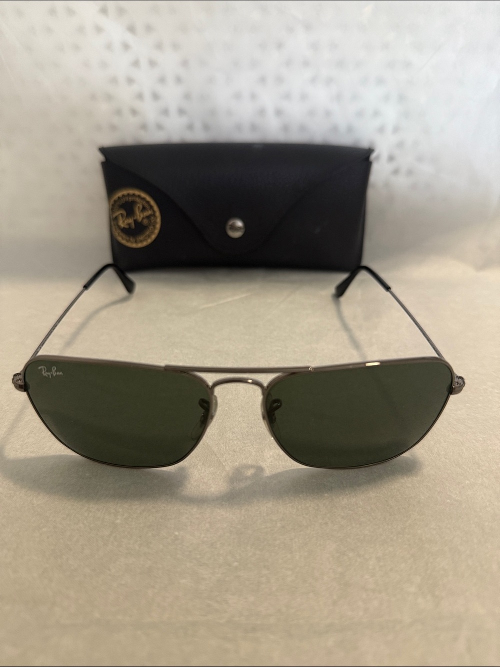 Ray-Ban Men's Gunmetal Frame Sunglasses with Black Lenses and Black Case